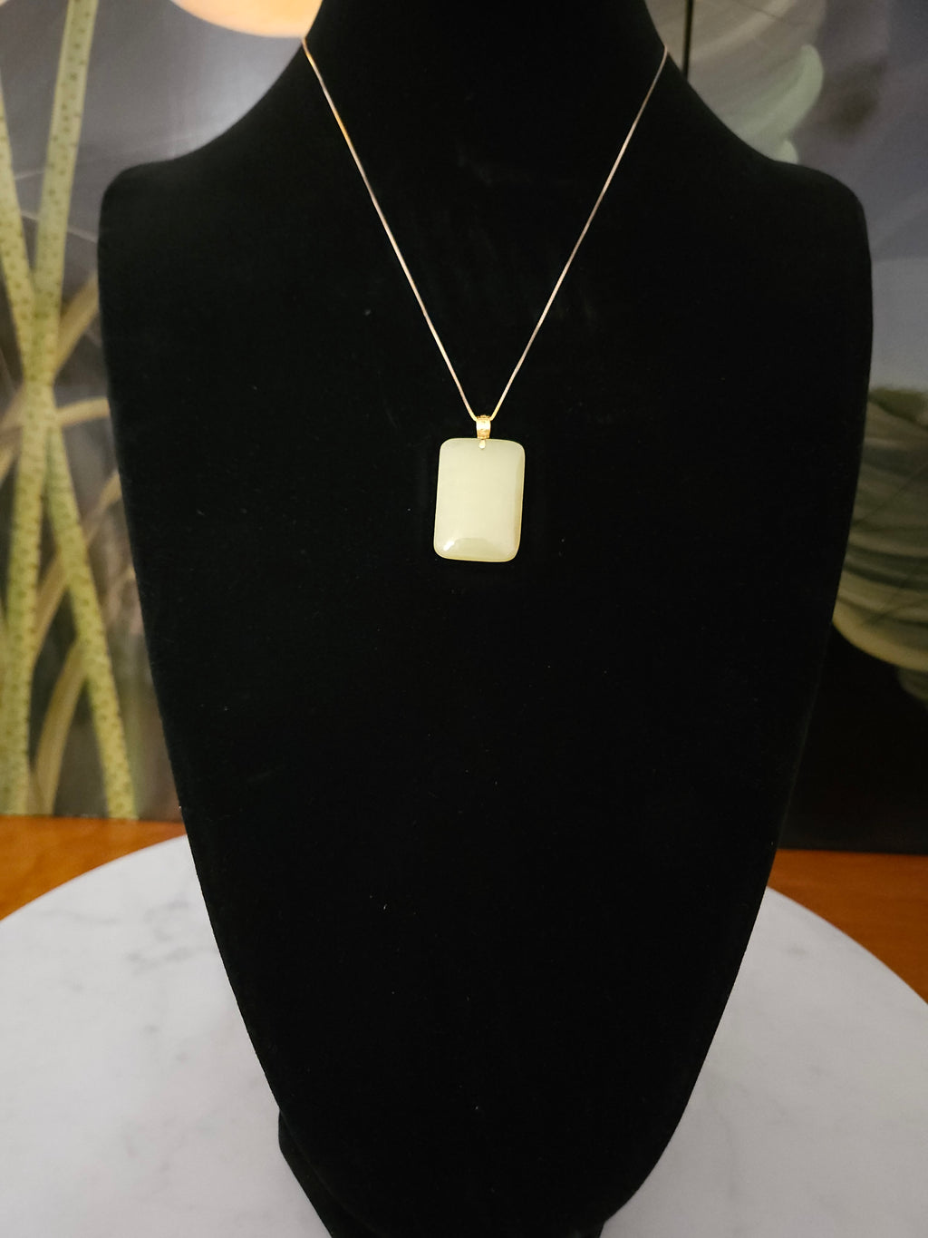 Yellow Nephrite "Peace and Tranquility" Pendant (Paired with 18K Gold Clasp and Silver Chain)