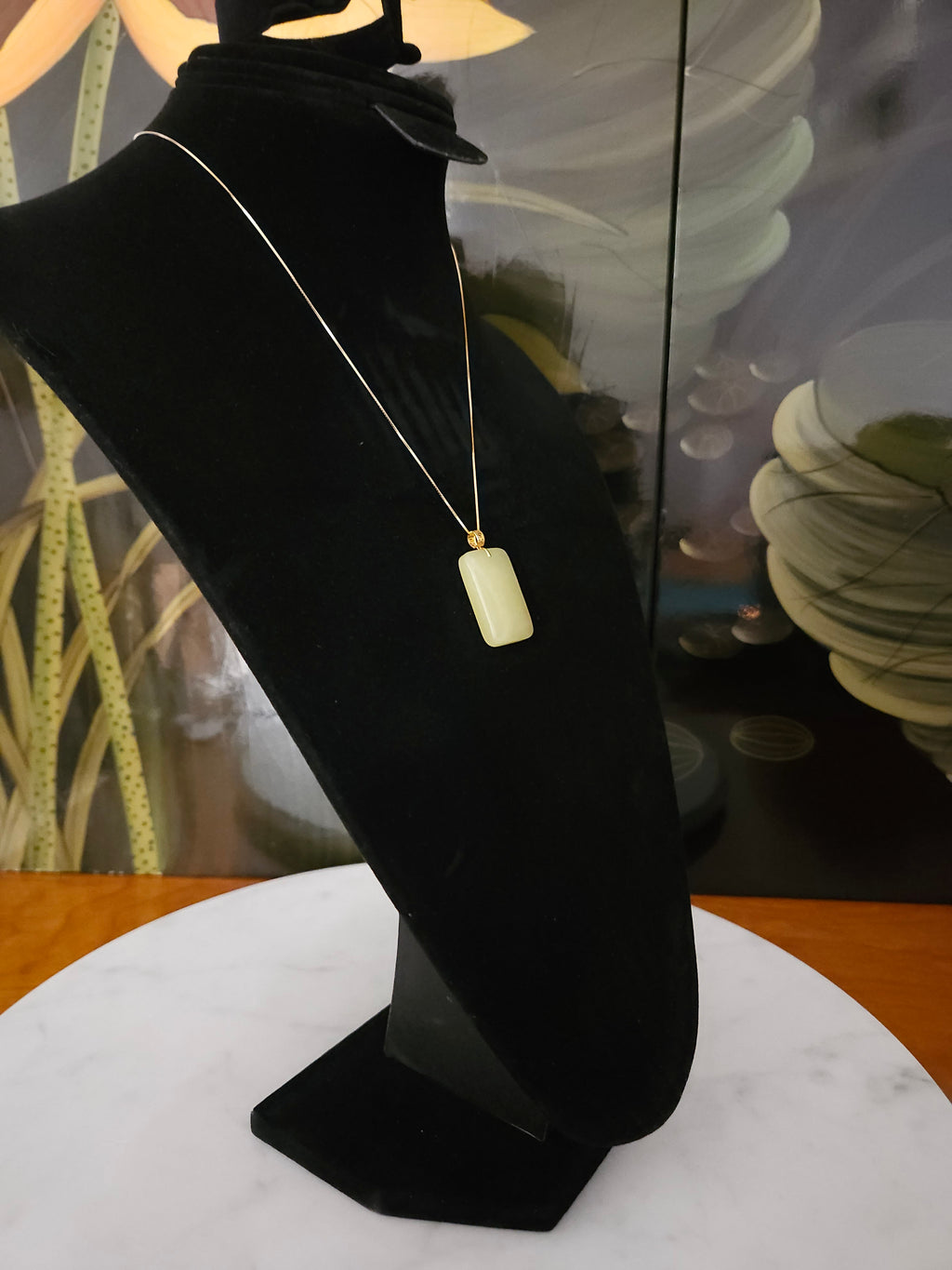 Yellow Nephrite "Peace and Tranquility" Pendant (Paired with 18K Gold Clasp and Silver Chain)