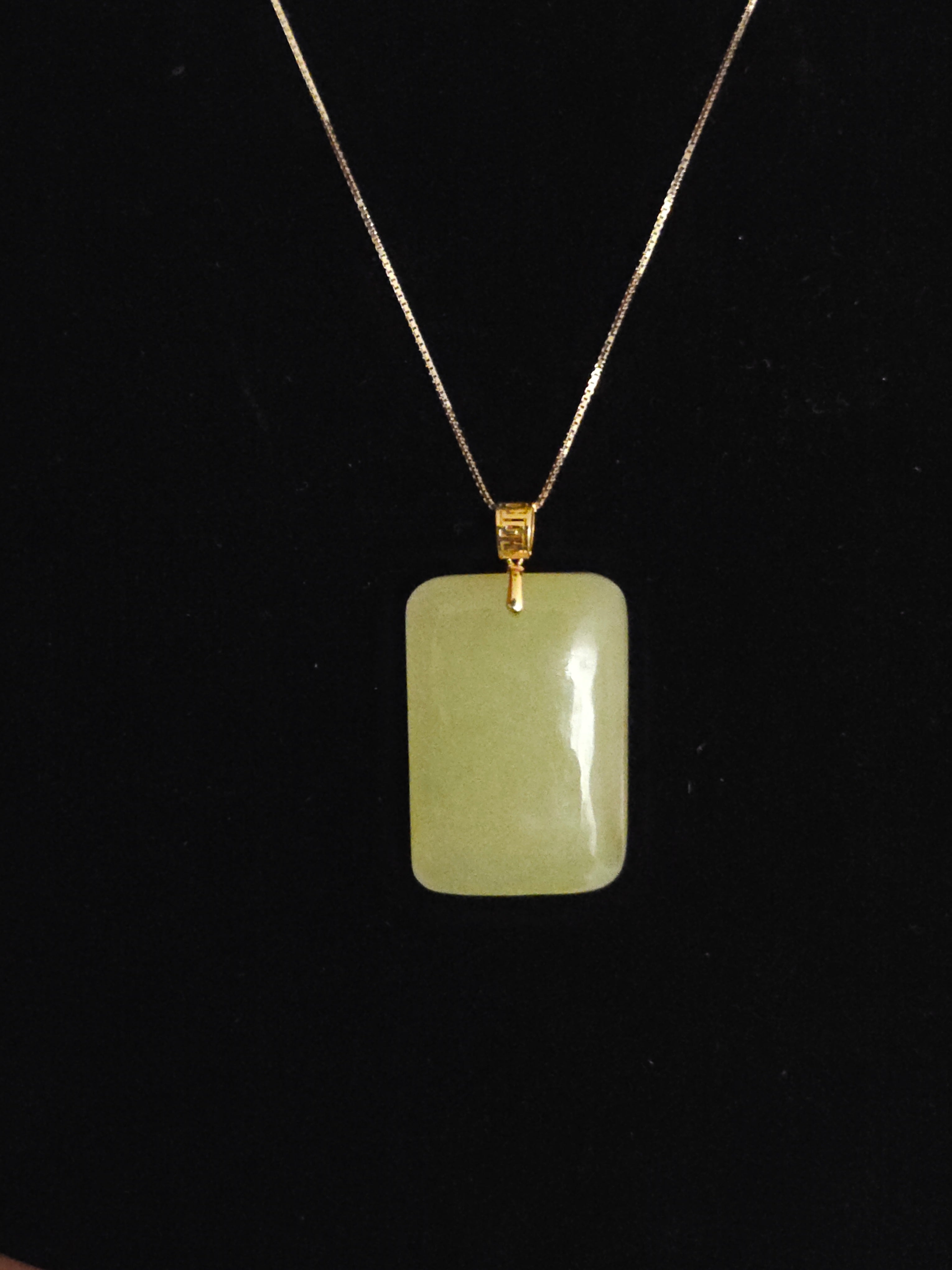 Yellow Nephrite "Peace and Tranquility" Pendant (Paired with 18K Gold Clasp and Silver Chain)