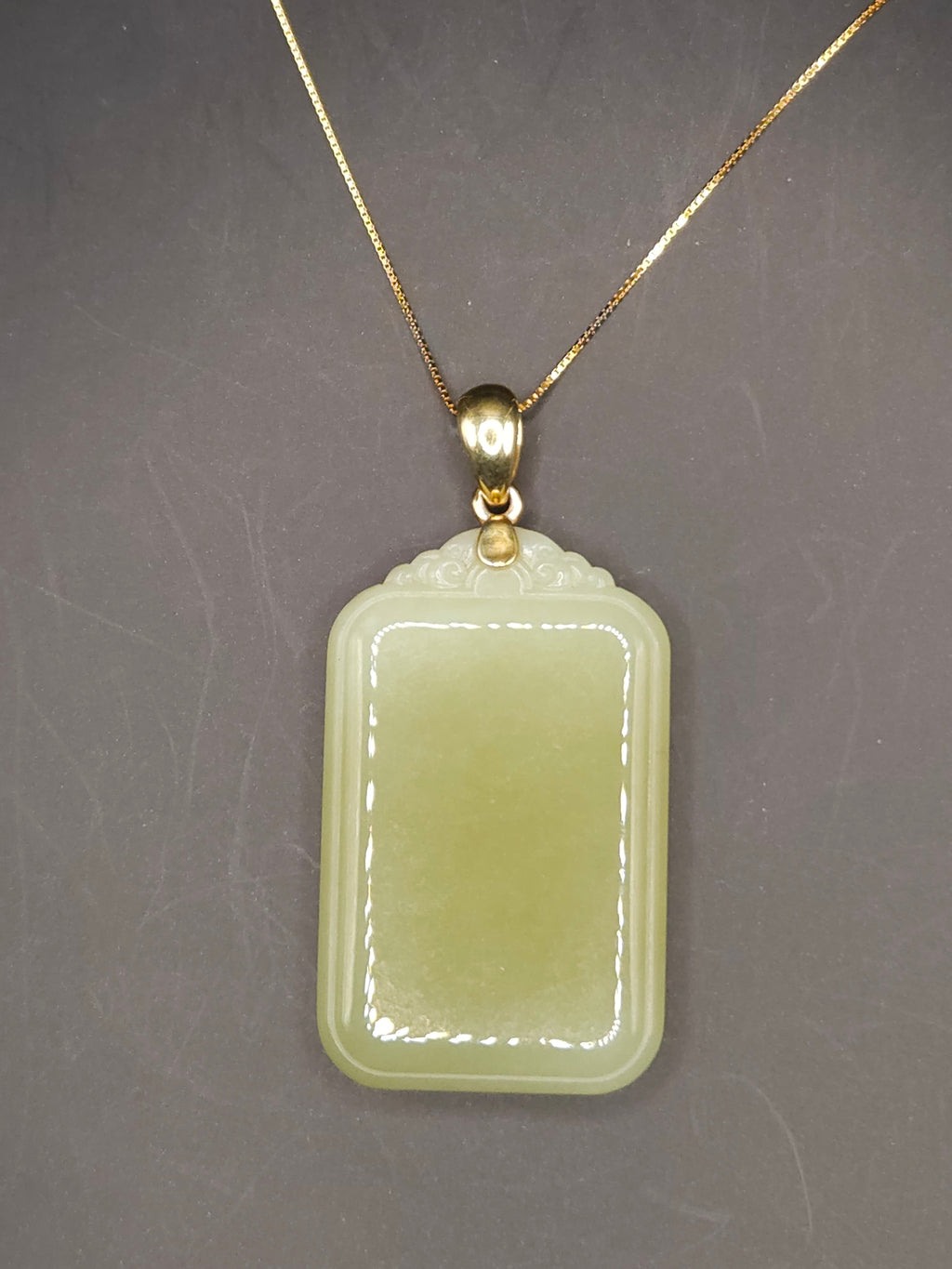 Yellow Nephrite Jade "Peace and Tranquility" Pendant (Accompanied by Silver Bail and Silver Chain)