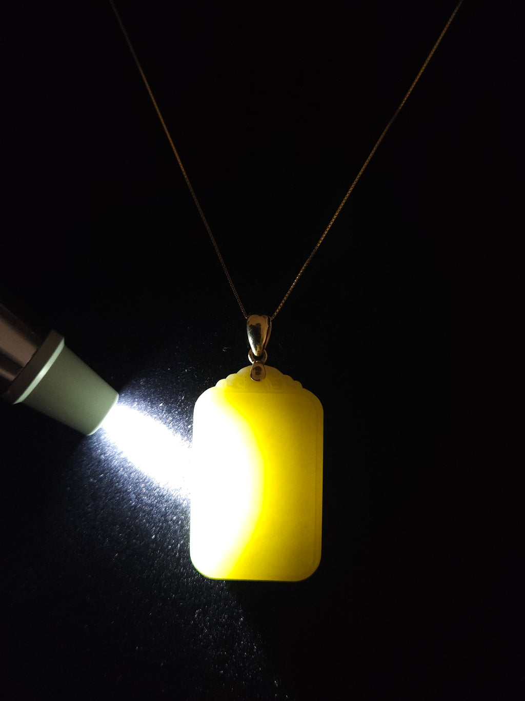 Yellow Nephrite Jade "Peace and Tranquility" Pendant (Accompanied by Silver Bail and Silver Chain)