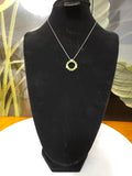 Siberian jade apple green necklace (nephrite, silver chain setting)