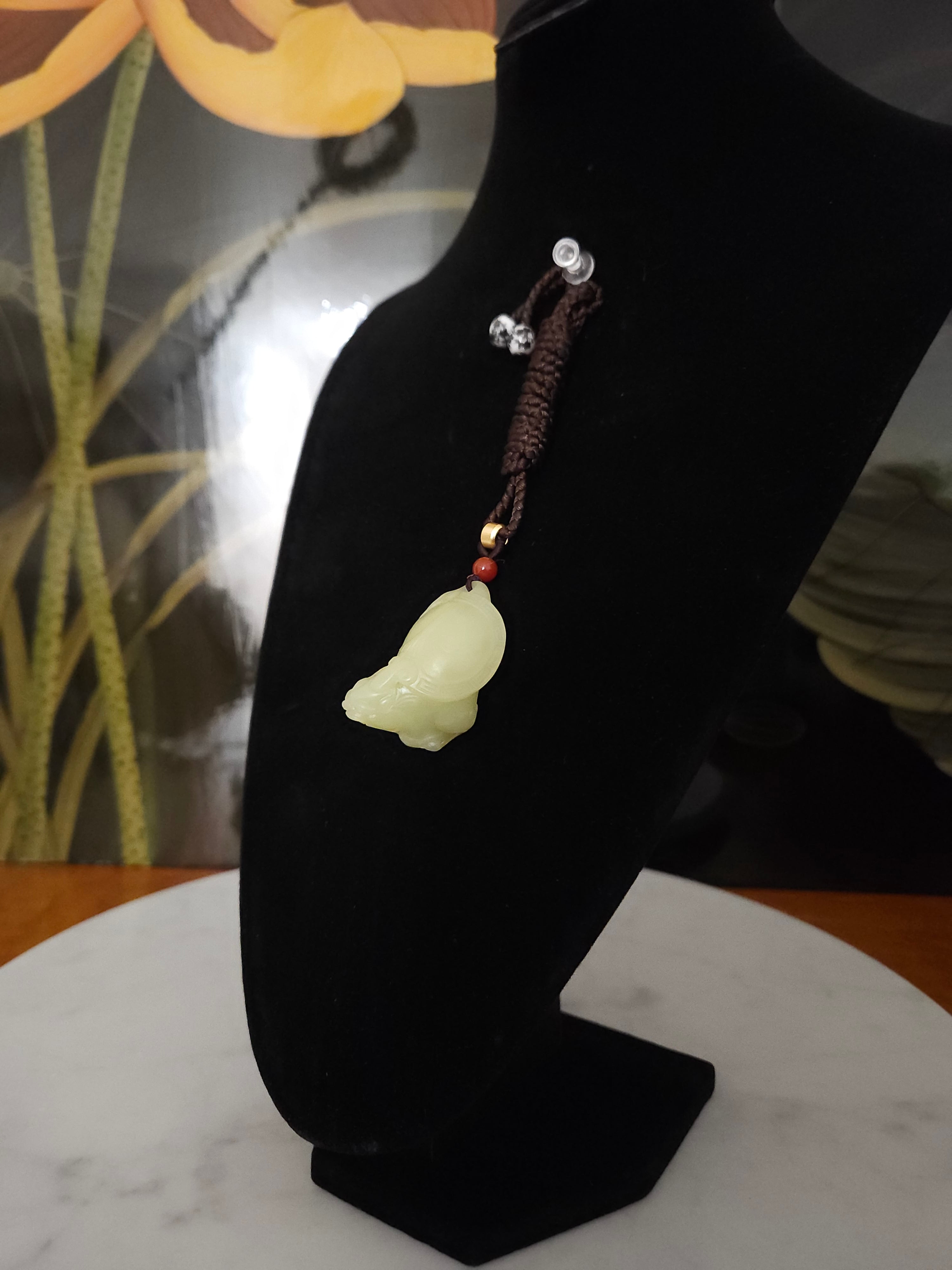Xinjiang Yellow Nephrite Jade Auspicious Beast Dragon Turtle Pendant