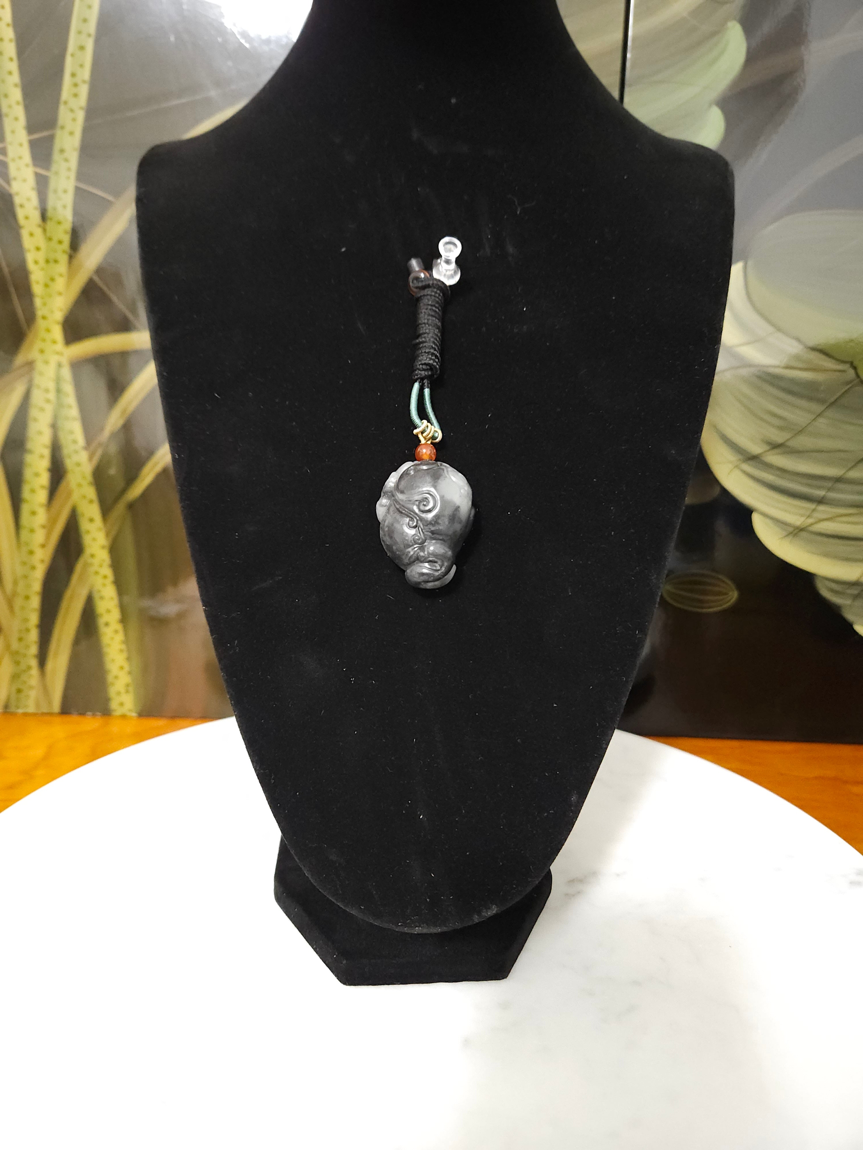 Xinjiang Black and White River Nephrite Jade Auspicious Beast Three-Legged Toad Pendant