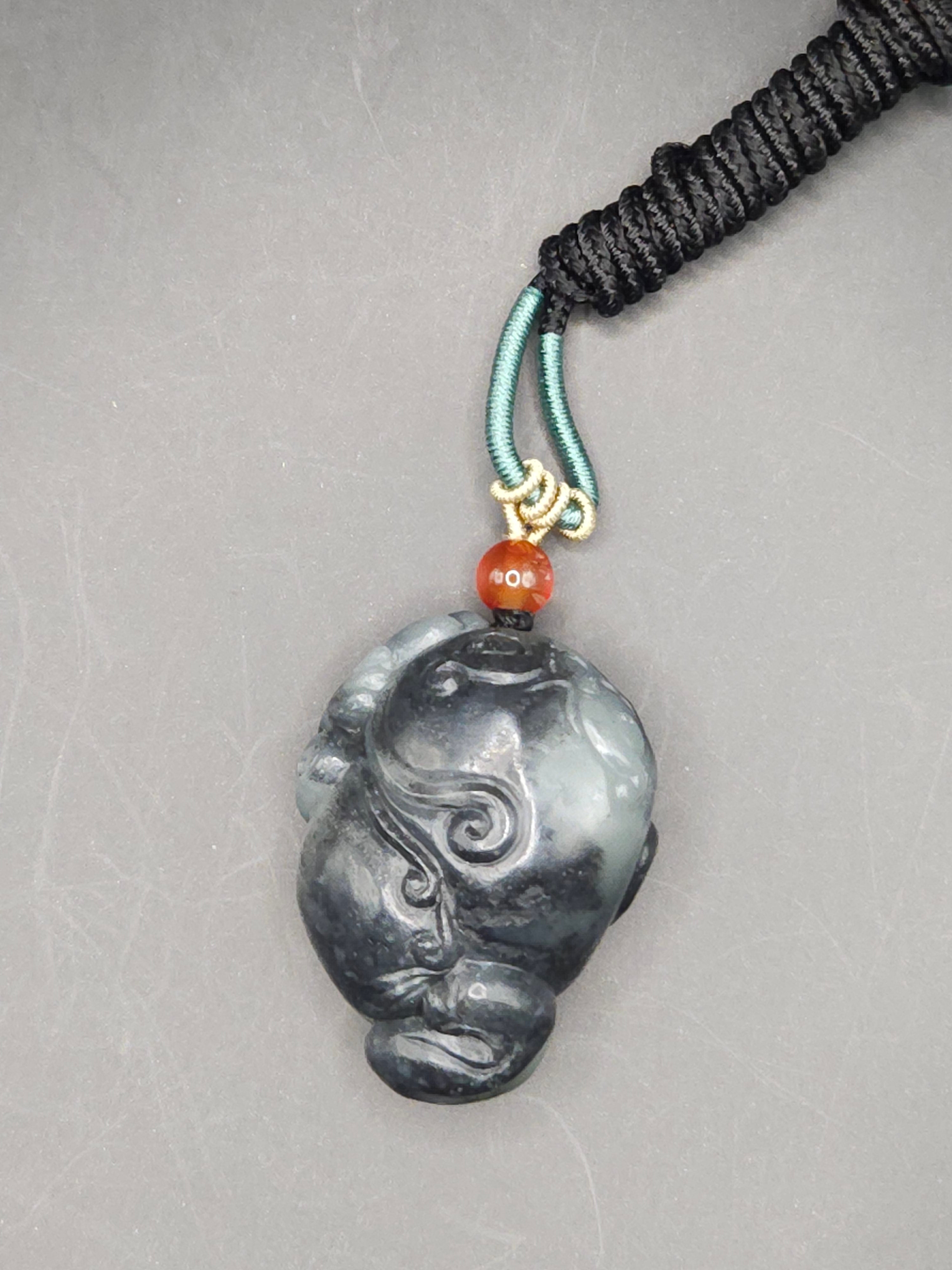 Xinjiang Black and White River Nephrite Jade Auspicious Beast Three-Legged Toad Pendant