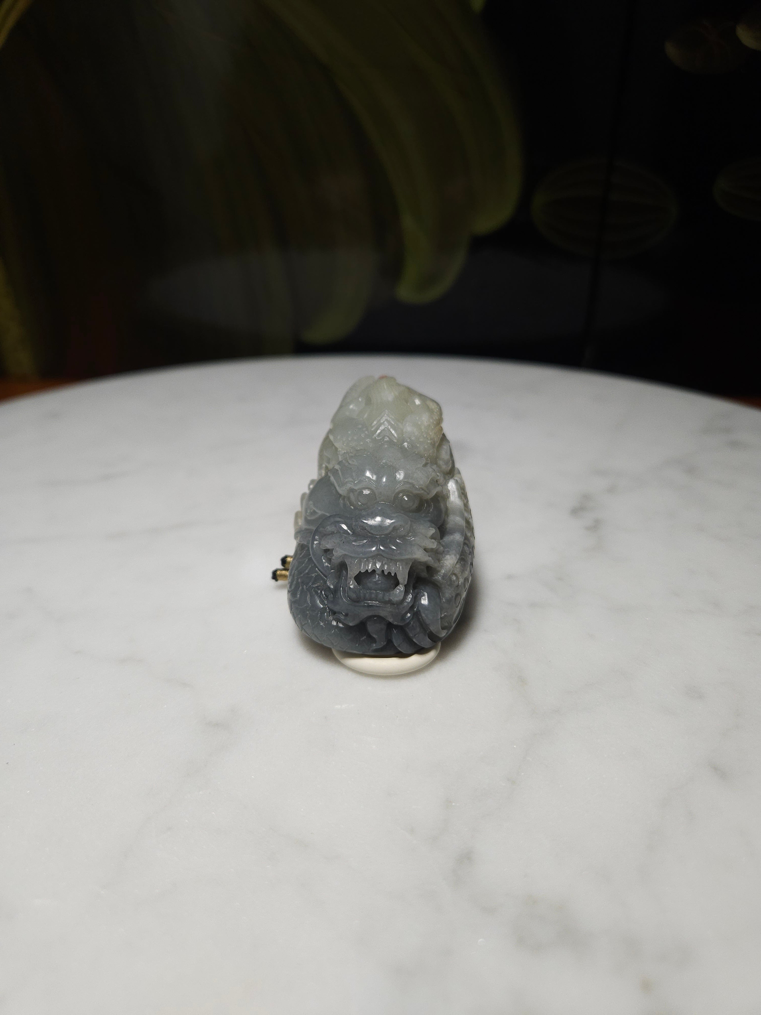 Xinjiang nephrite river jade black and white dragon pendant