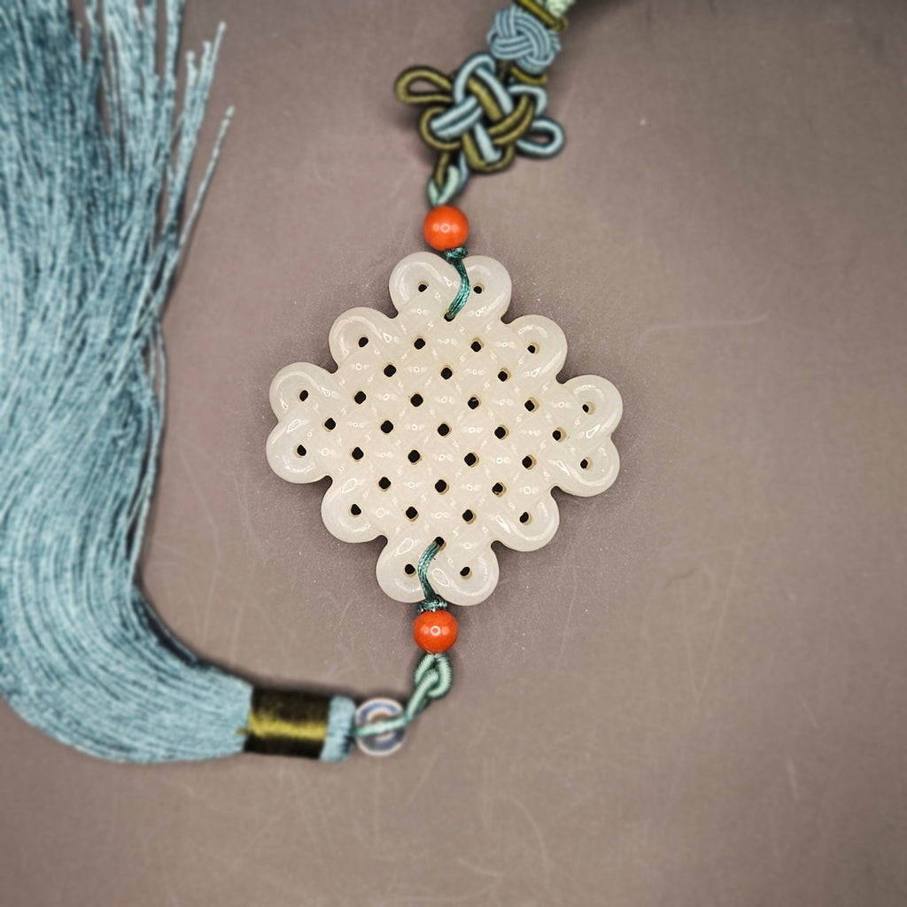 White nephrite jade Chinese knot