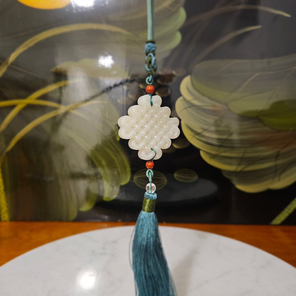 White nephrite jade Chinese knot