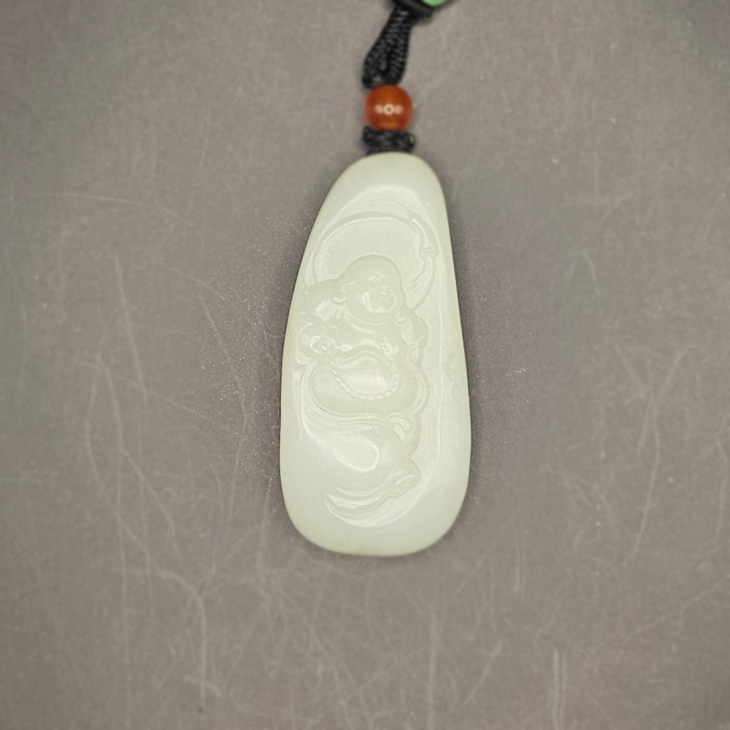 Siberian white nephrite jade Maitreya Buddha pendant (nephrite)