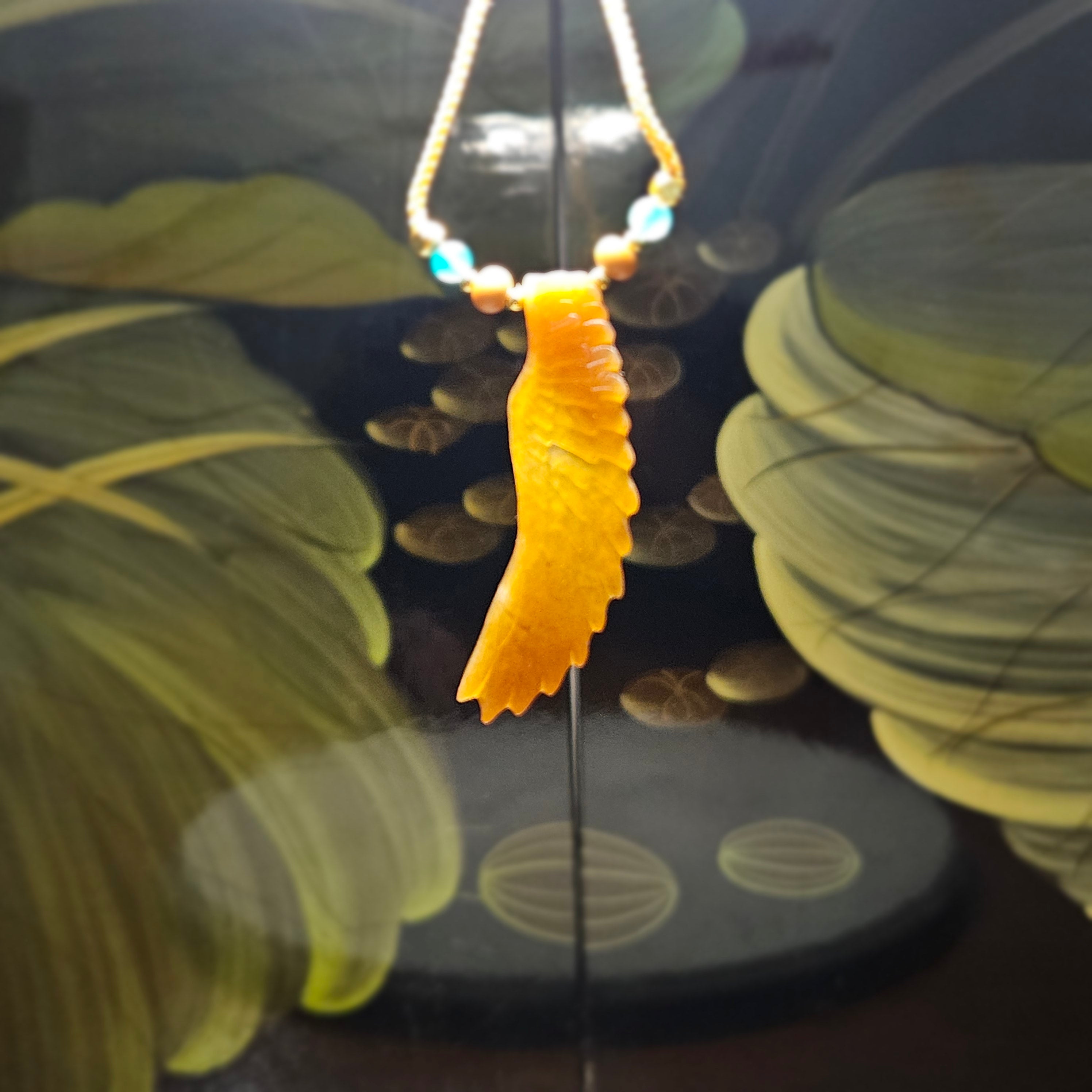 Xinjiang Qiemo Red Sugar nephrite Jade Carved Pendant: Wings of a Majestic Eagle