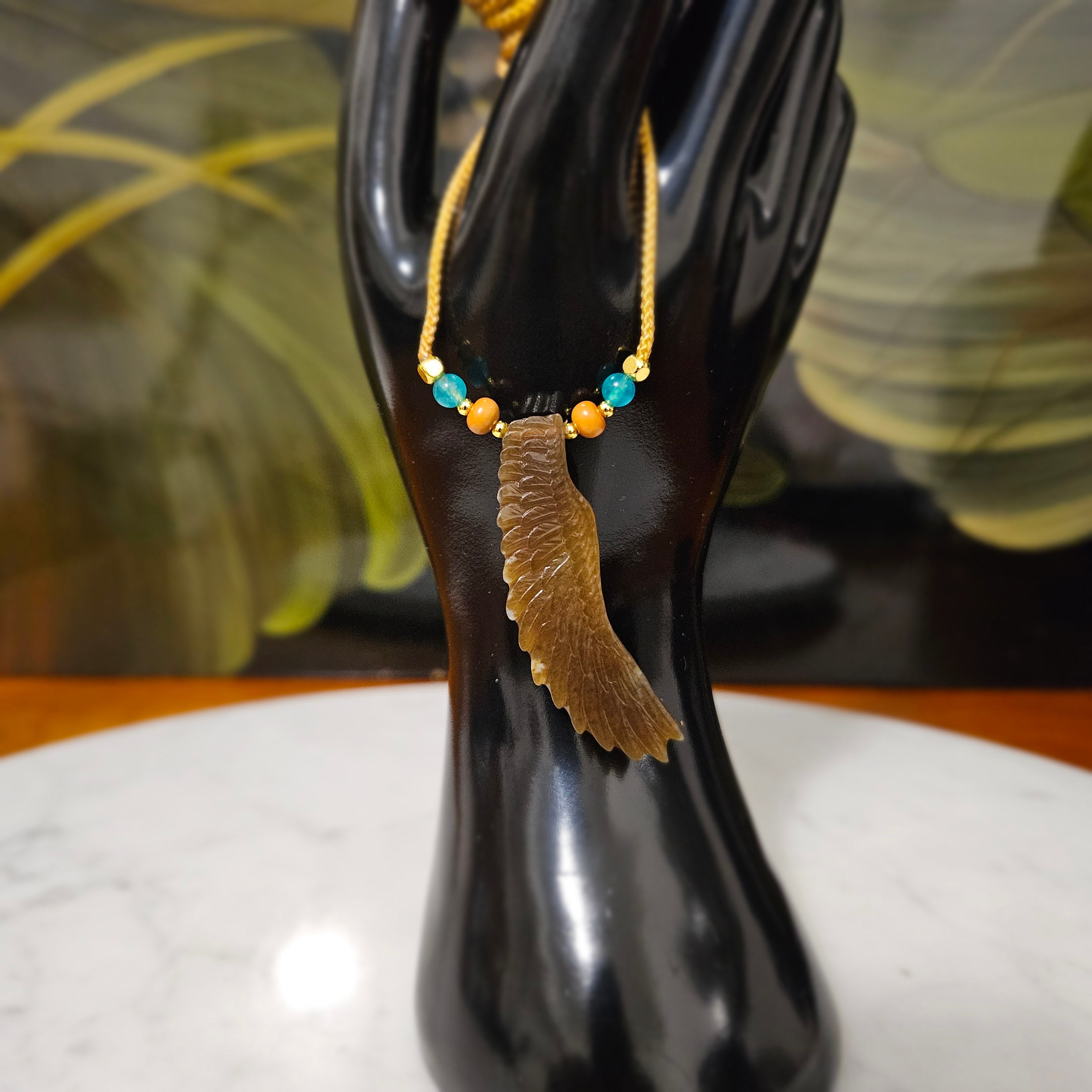 Xinjiang Qiemo Red Sugar nephrite Jade Carved Pendant: Wings of a Majestic Eagle