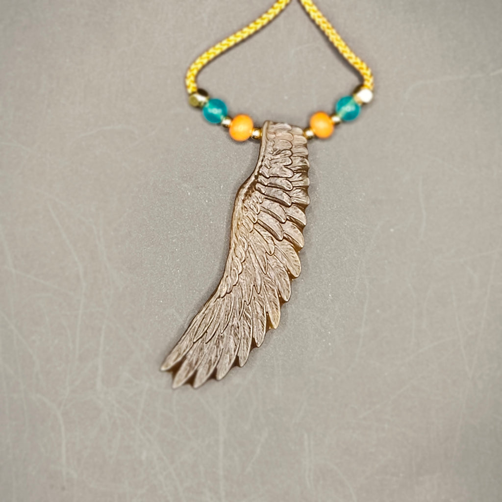Red Sugar nephrite Jade Carved Pendant: Wings of a Majestic Eagle