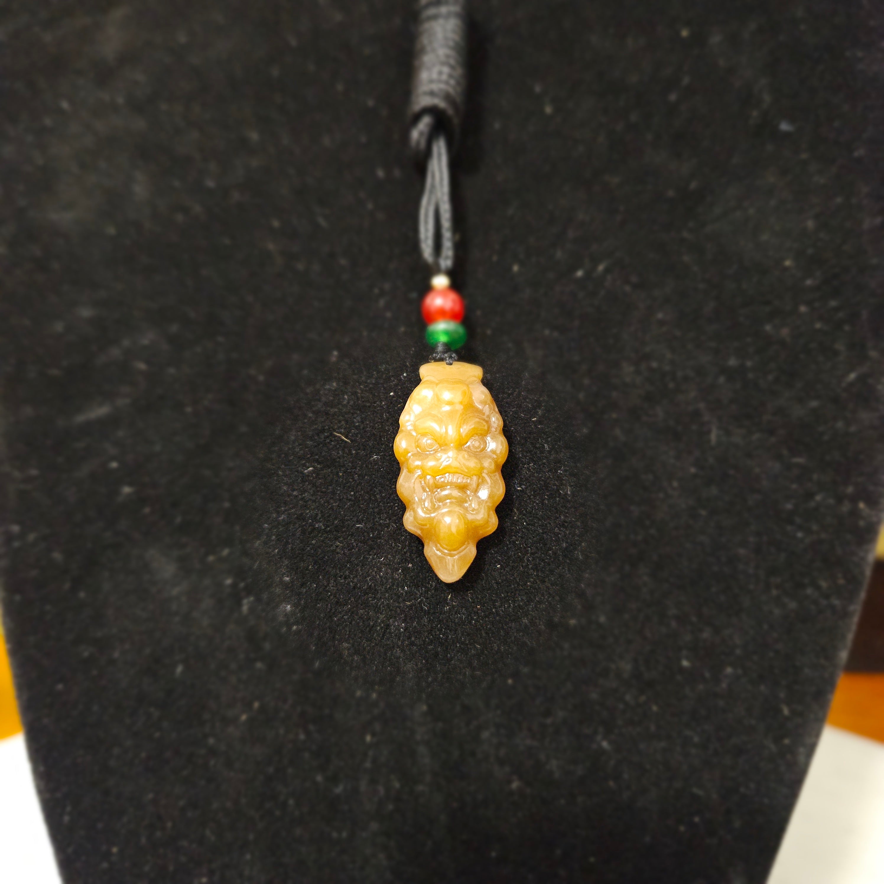 Red Sugar nephrite Jade Carved Pendant — "Ghost Face"