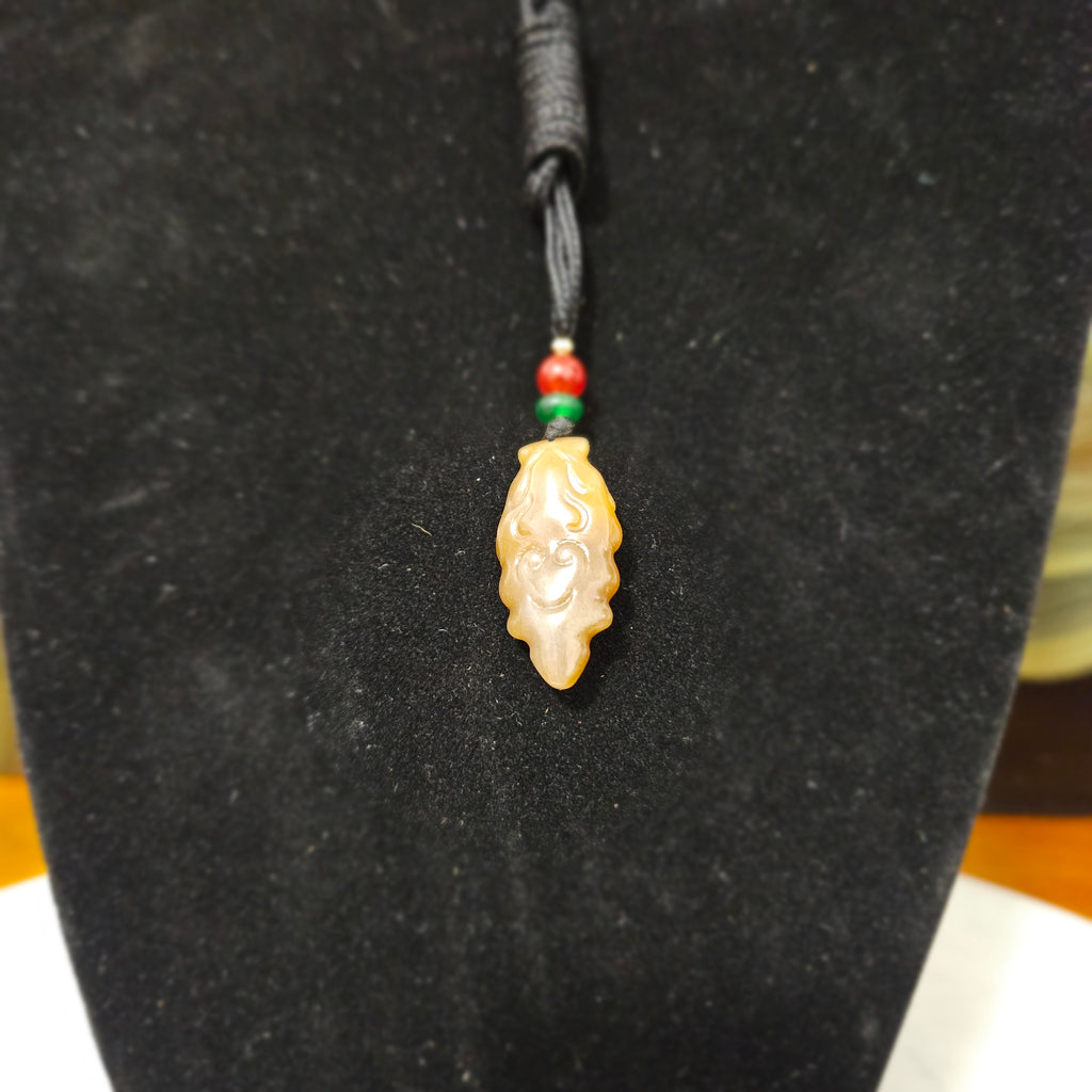 Red Sugar nephrite Jade Carved Pendant — "Ghost Face"