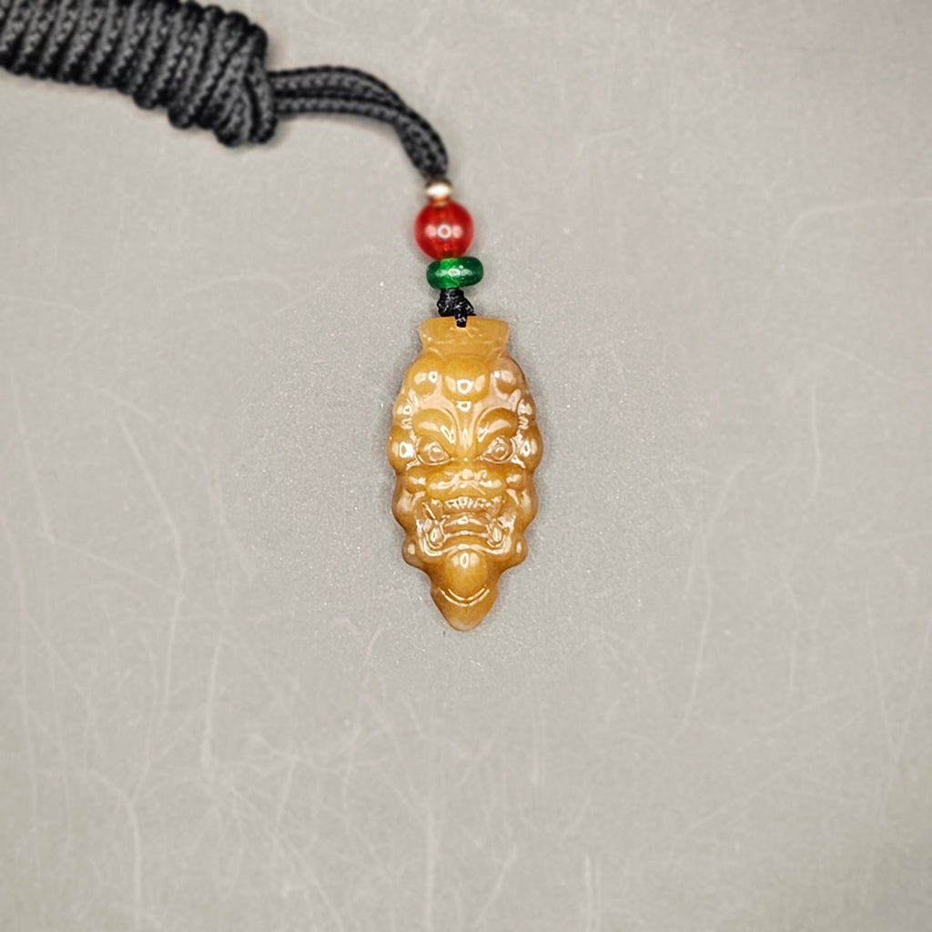 Red Sugar nephrite Jade Carved Pendant — "Ghost Face"