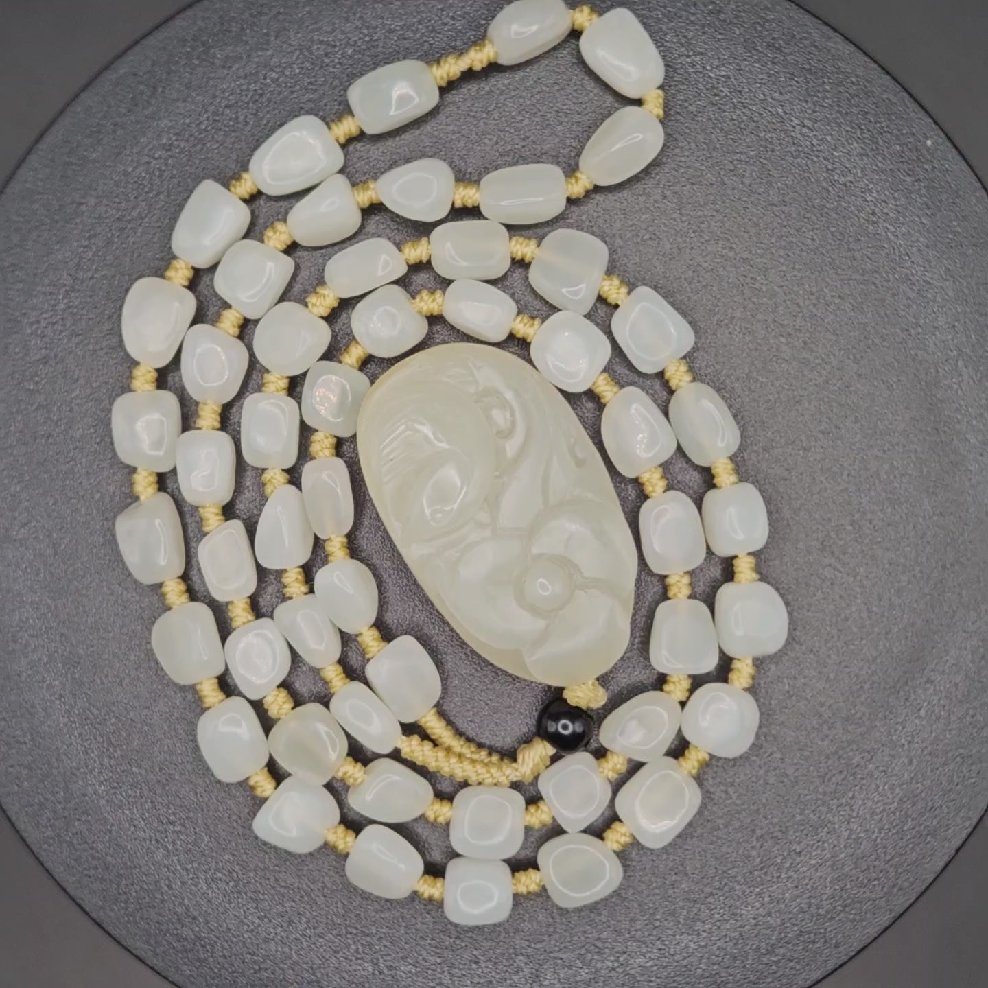 Nephrite Pendant Paired with a Freeform Jade Bead Chain