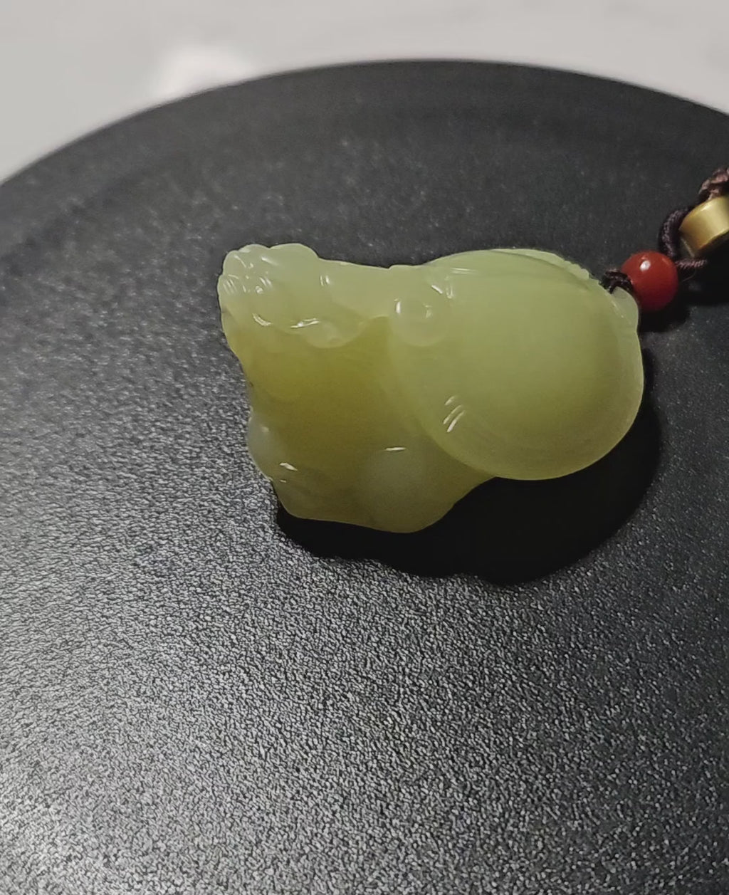Yellow Nephrite Jade Auspicious Beast Dragon Turtle Pendant