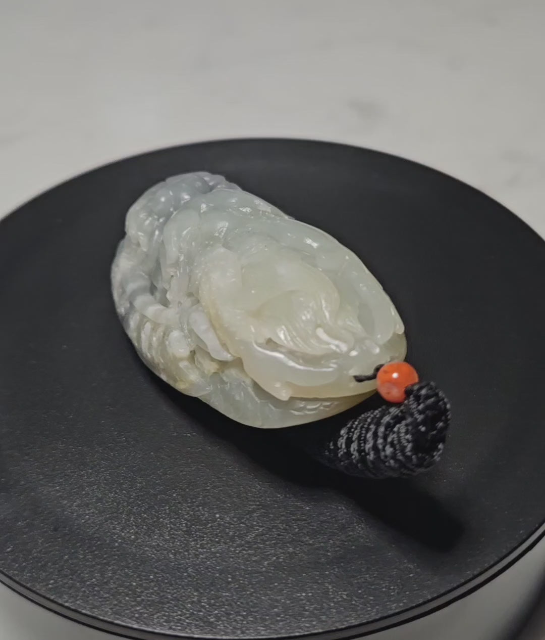 Nephrite river jade black and white dragon pendant