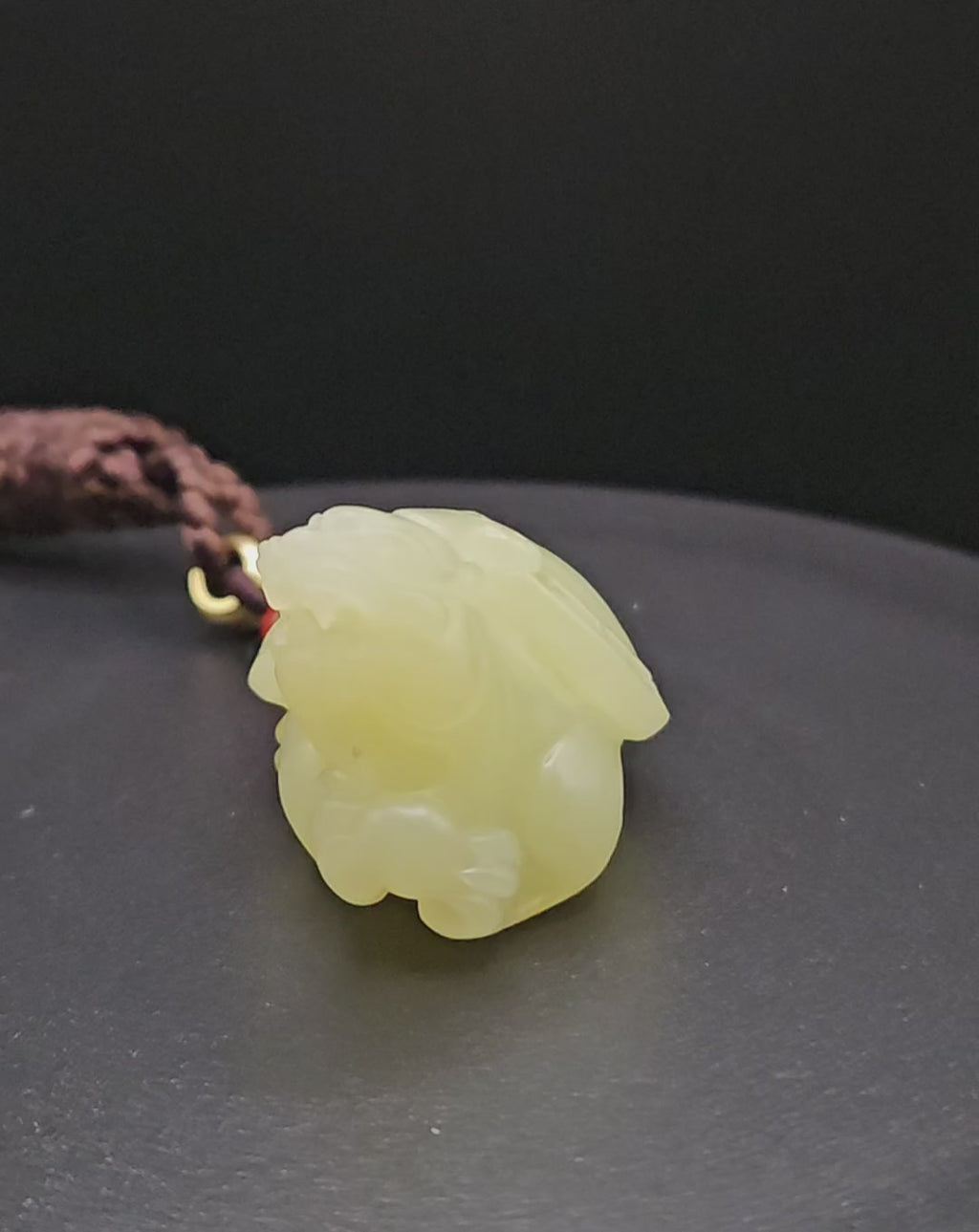 Yellow Nephrite Jade Auspicious Beast Dragon Turtle Pendant