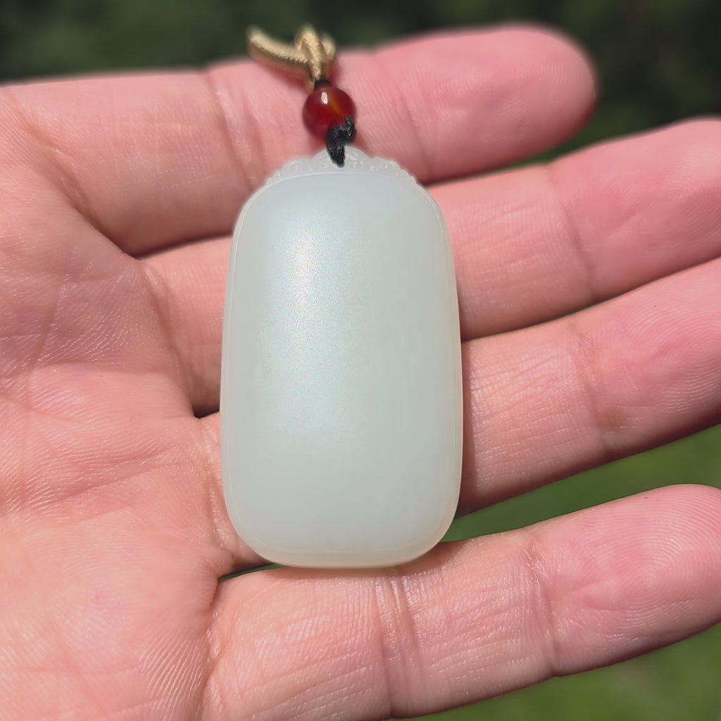 Nephrite white jade peace and safety pendant