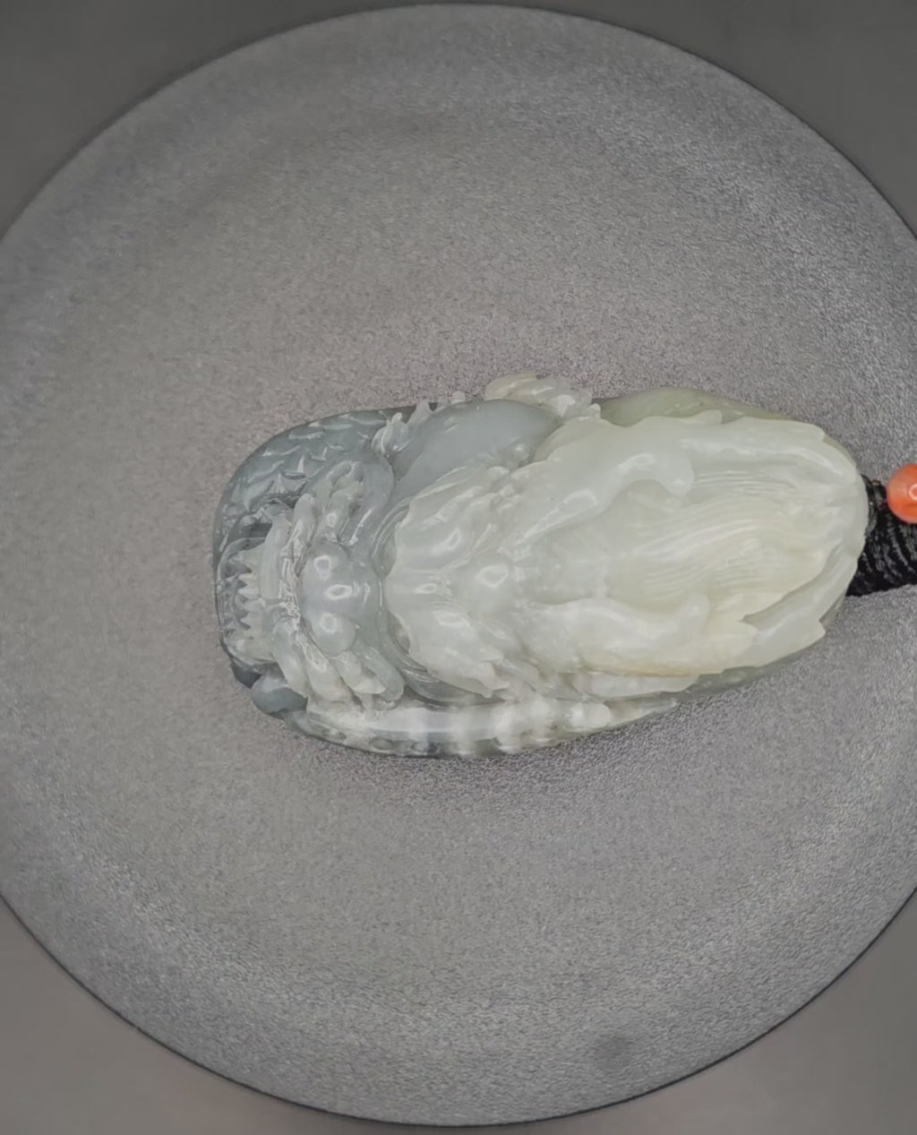 Nephrite river jade black and white dragon pendant