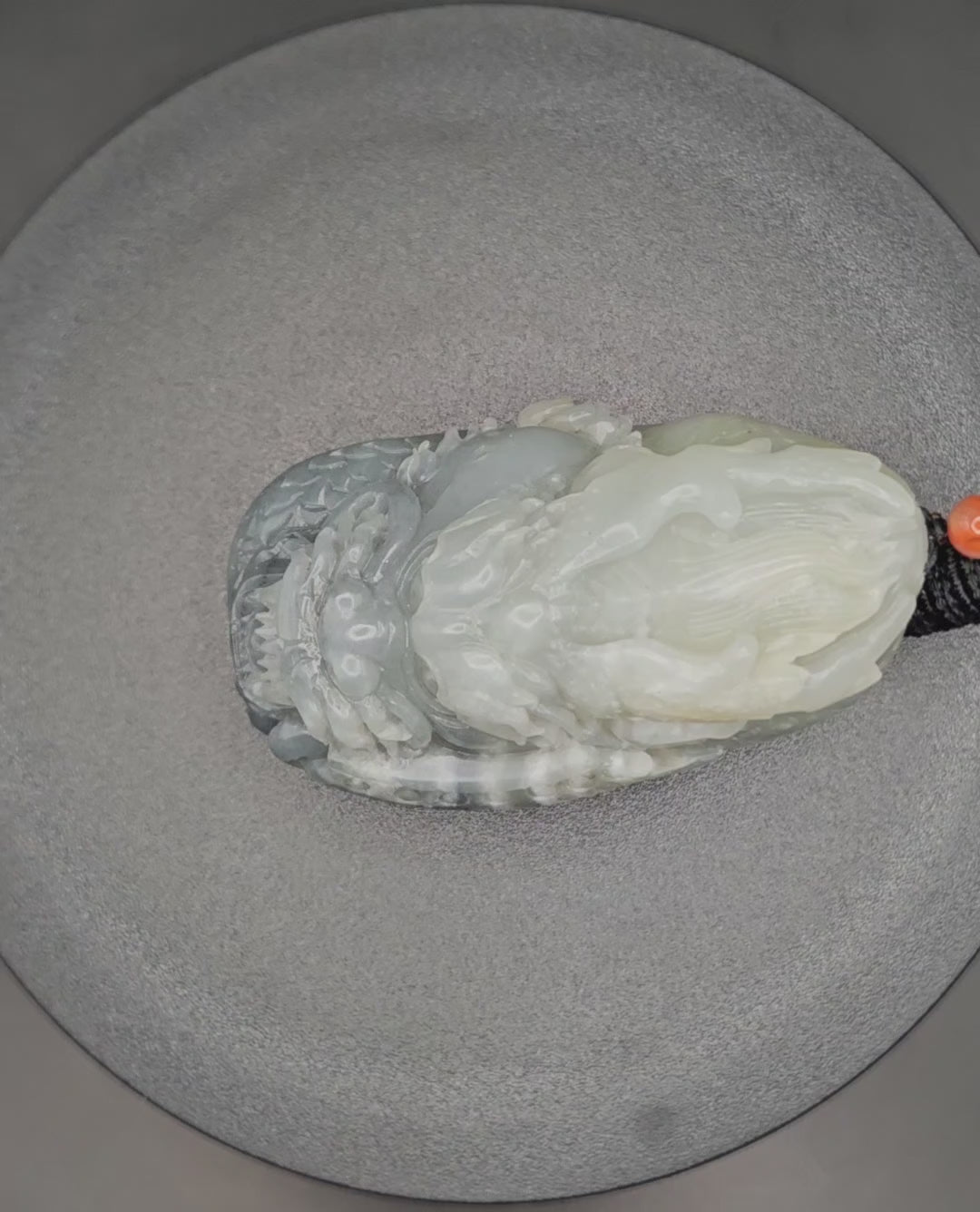 Nephrite river jade black and white dragon pendant