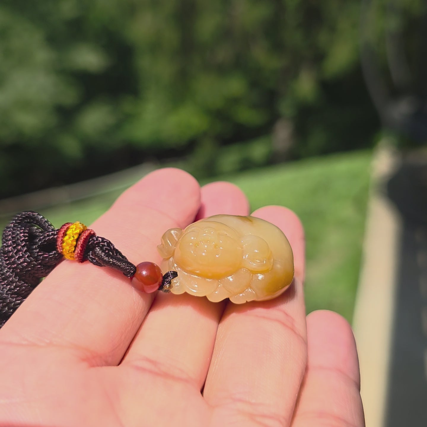 Red sugar Nephrite Jade "Lucky Pig" Carved Pendant