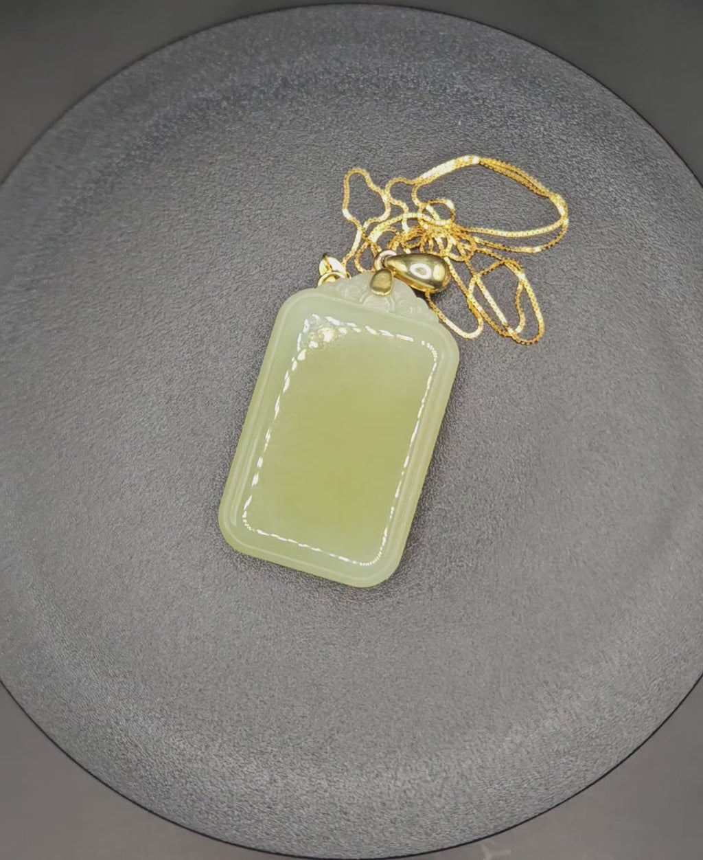 Yellow Nephrite Jade "Peace and Tranquility" Pendant (Accompanied by Silver Bail and Silver Chain)