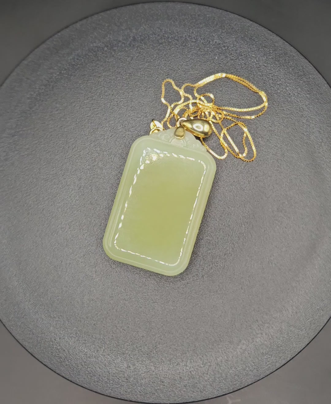 Yellow Nephrite Jade "Peace and Tranquility" Pendant (Accompanied by Silver Bail and Silver Chain)