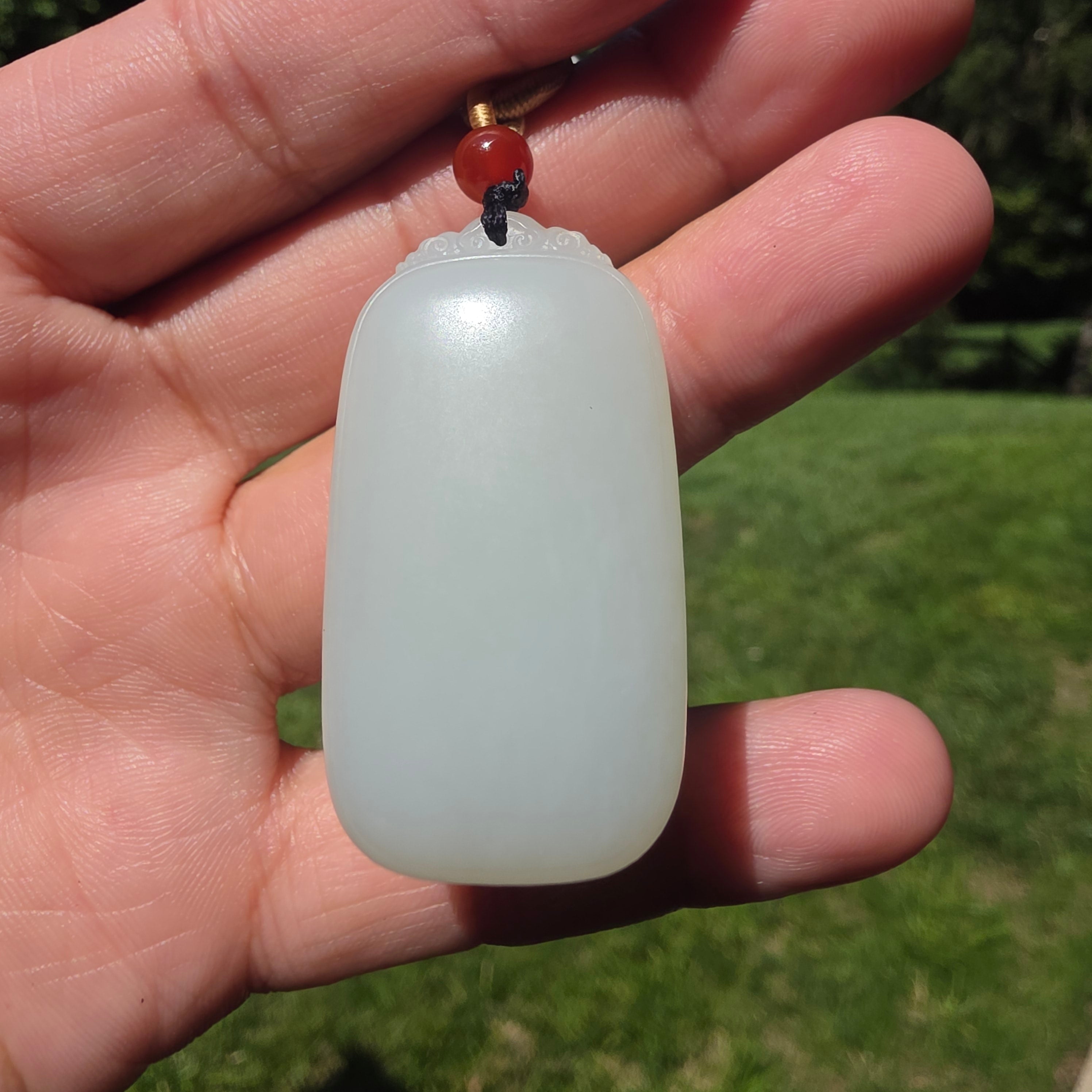 Nephrite white jade peace and safety pendant