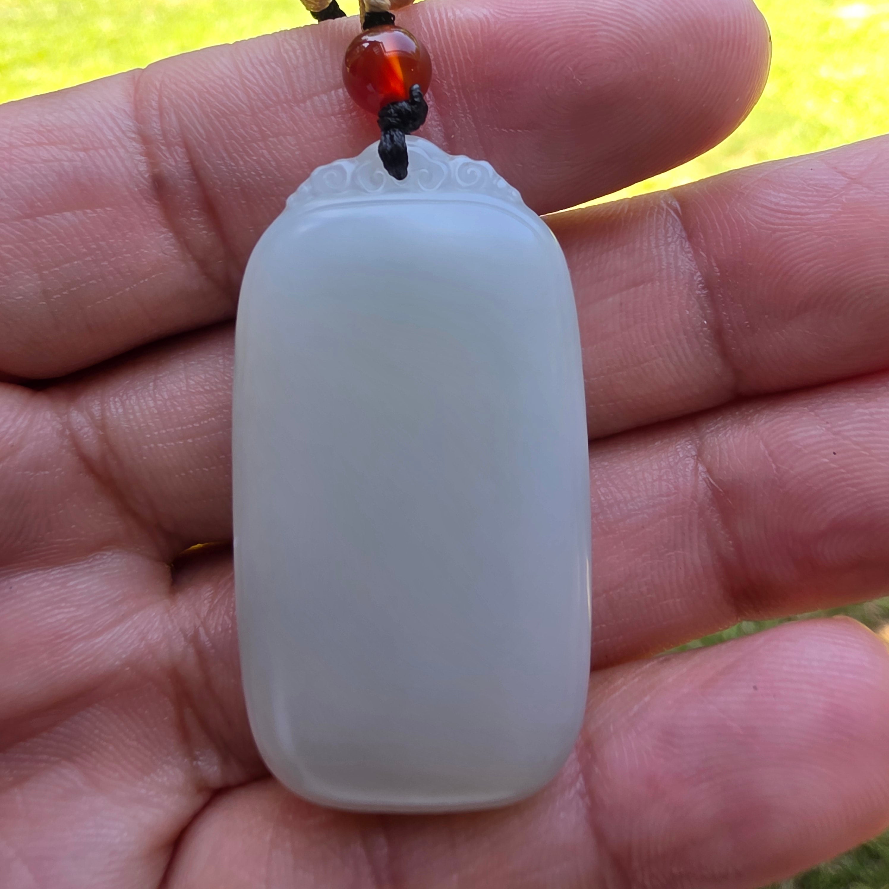 Nephrite white jade peace and safety pendant