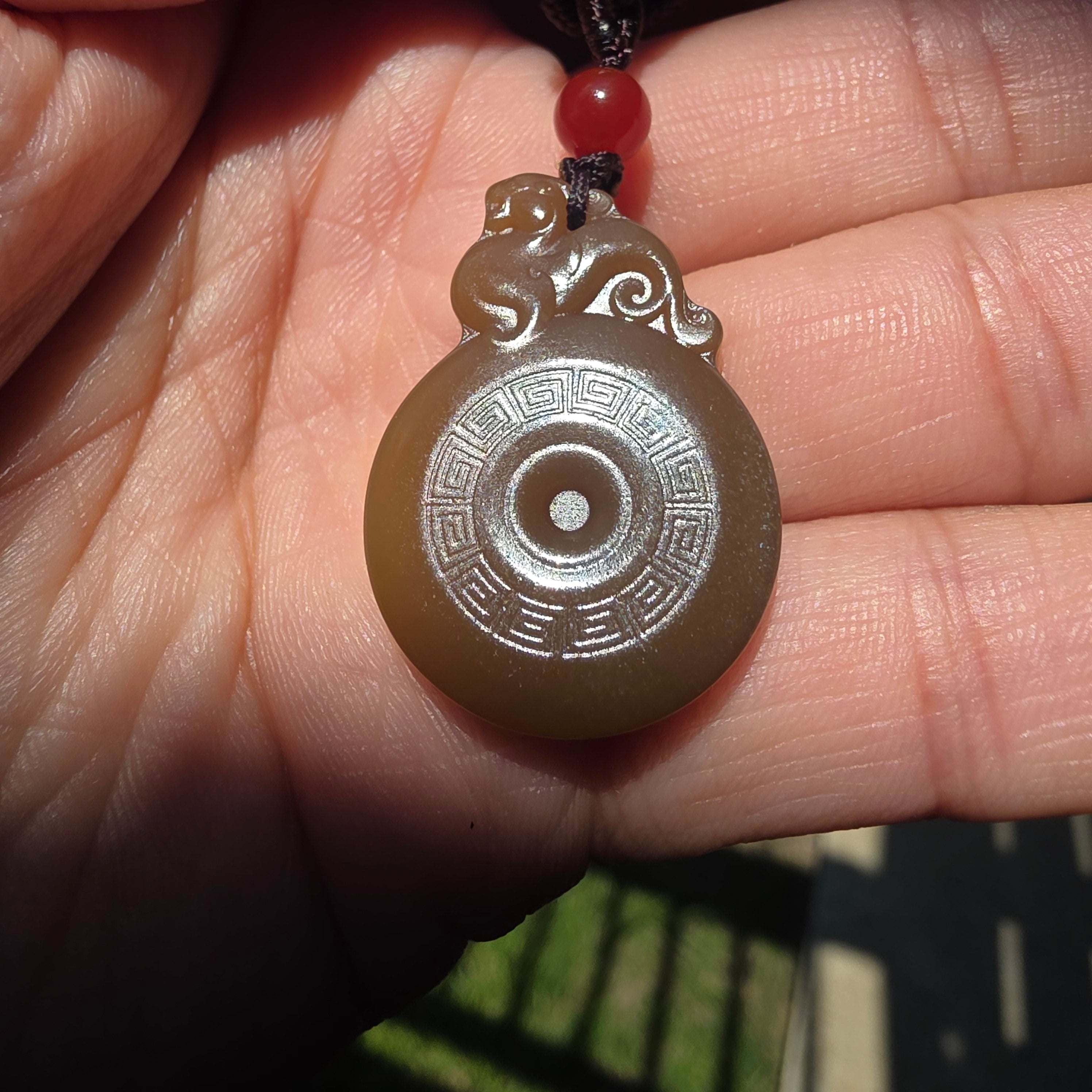 "Red Sugar" Nephrite Jade Antique-Style Carved Pendant