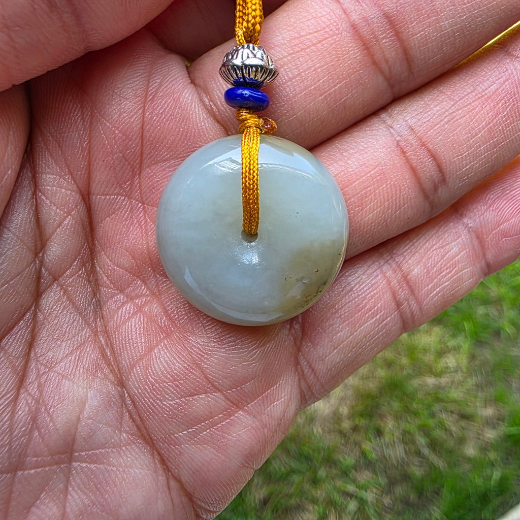 White and Caramel-Colored Nephrite Jade "Peace Buckle" Pendant