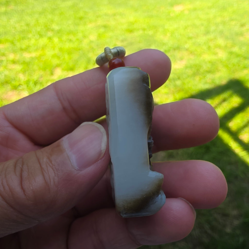 Nephrite Jade Pendant: Ferocious Tiger Descending the Mountain