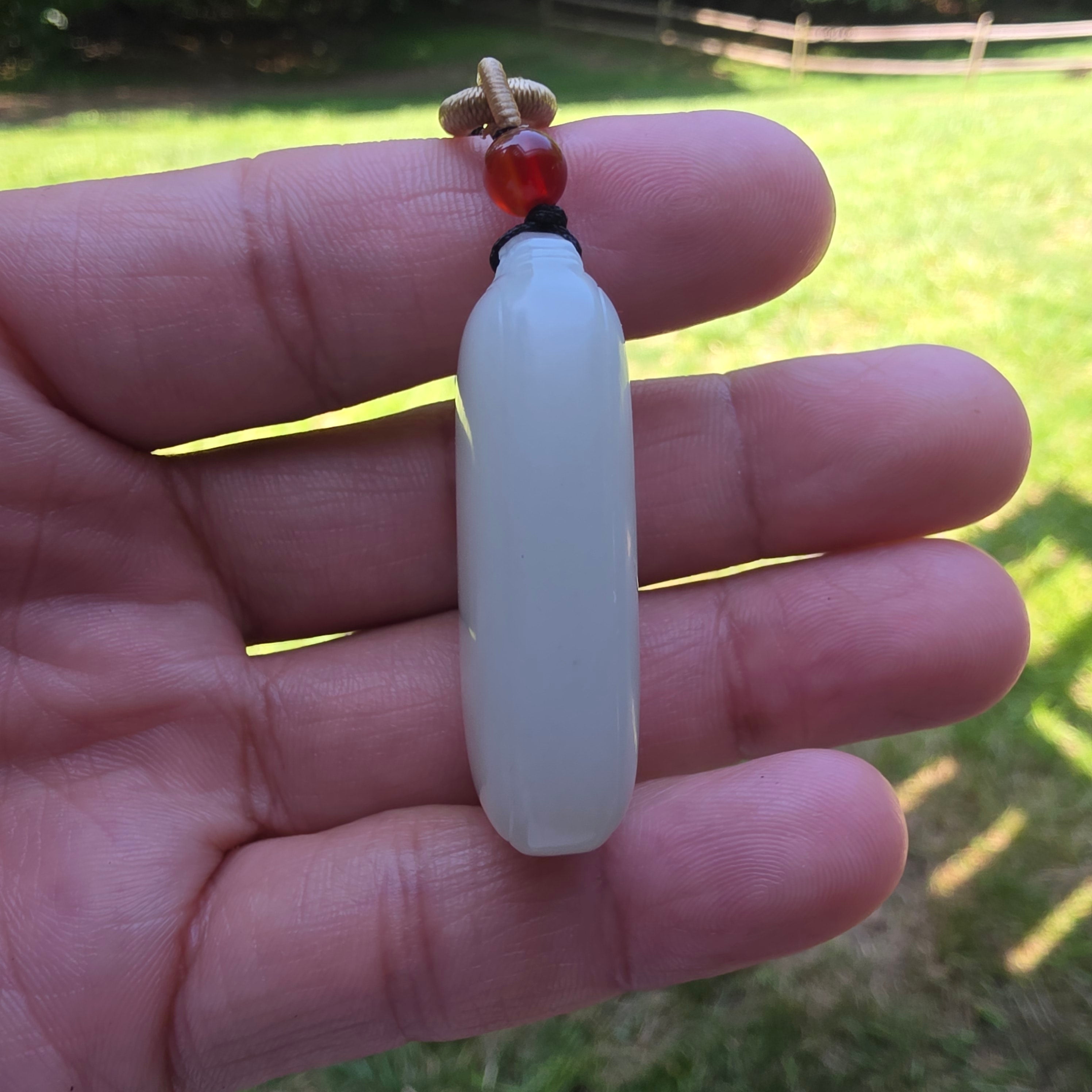 Nephrite white jade peace and safety pendant