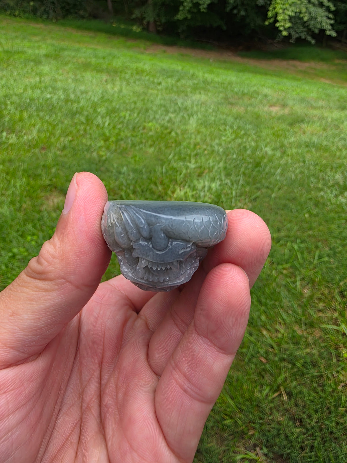 Nephrite river jade black and white dragon pendant