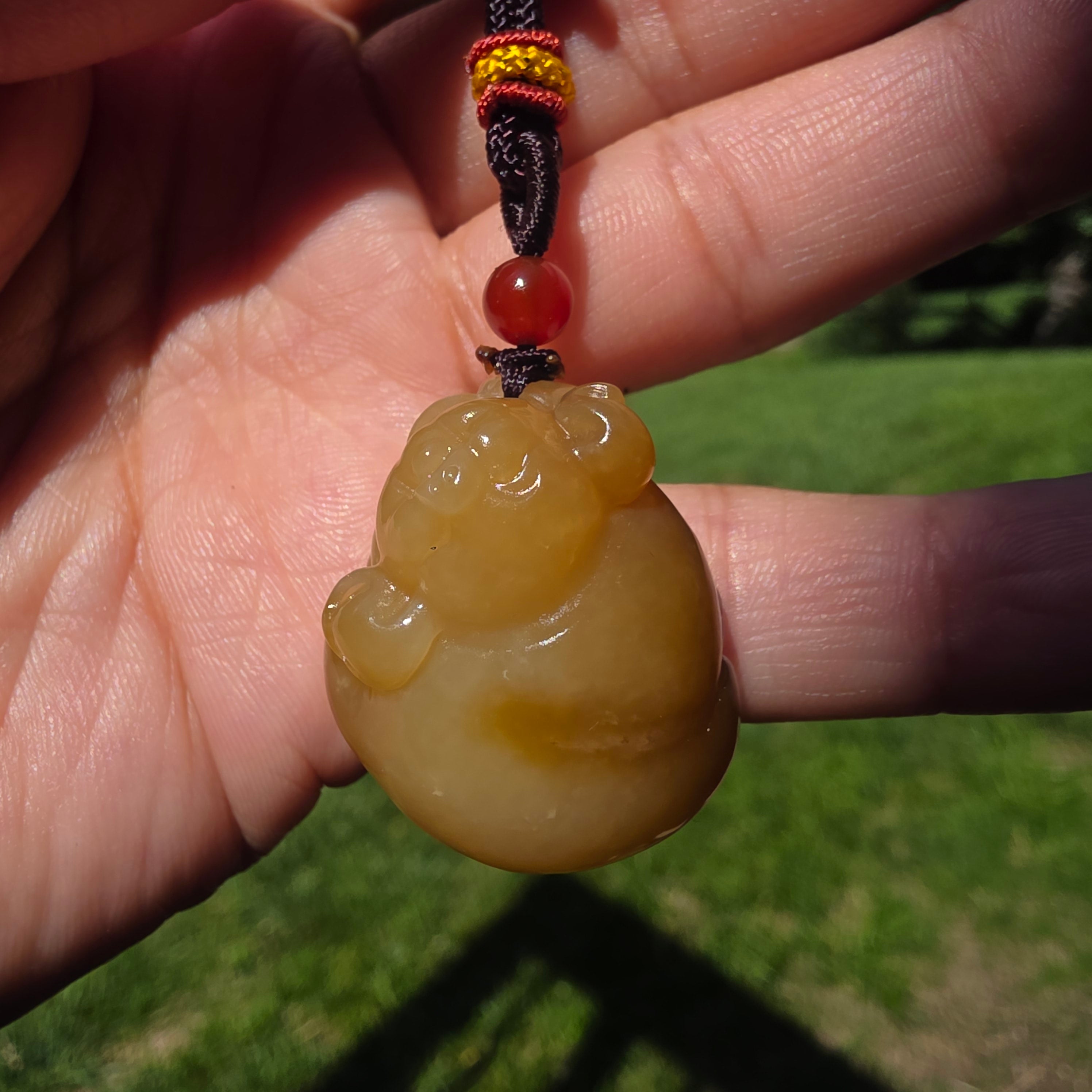 Red sugar Nephrite Jade "Lucky Pig" Carved Pendant