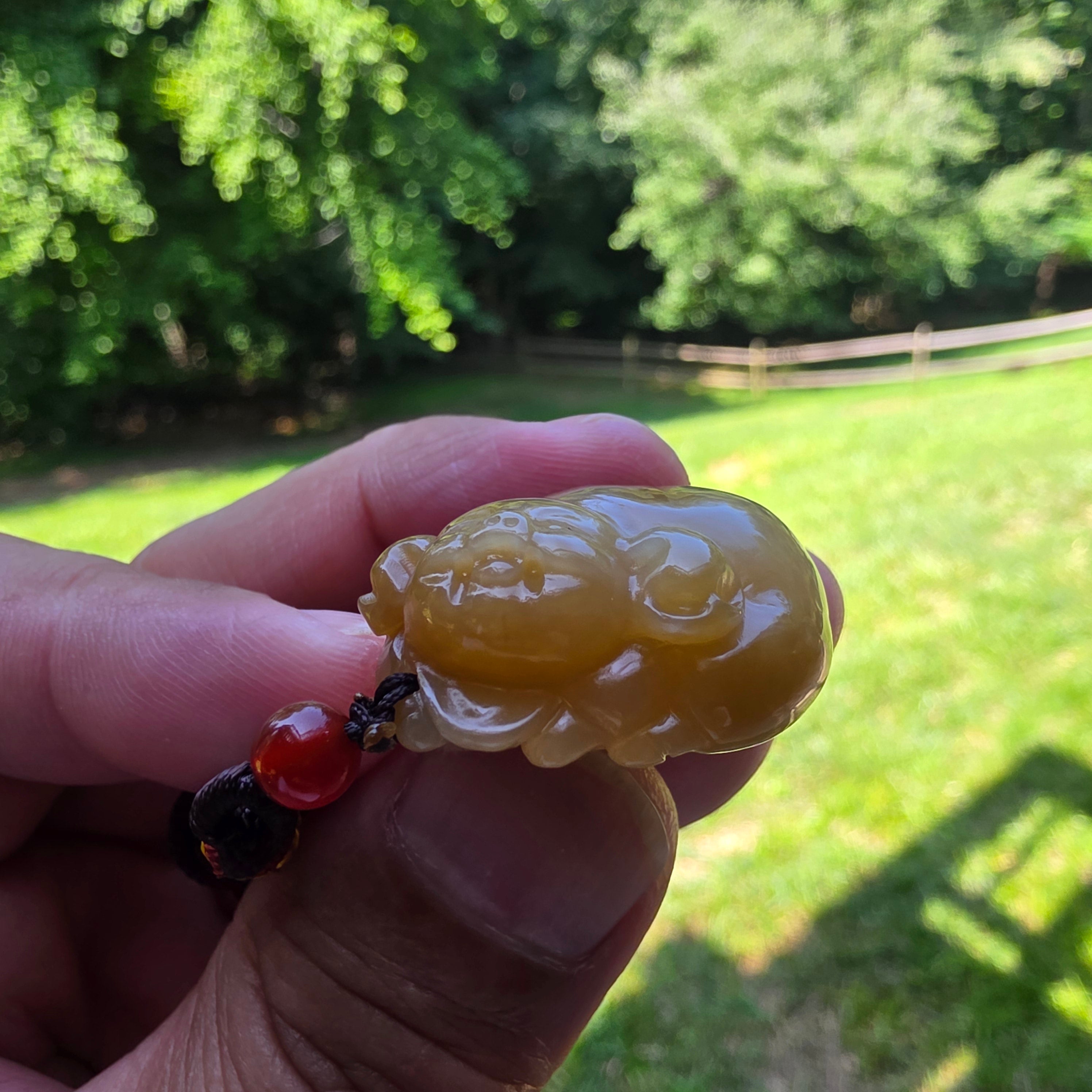 Red sugar Nephrite Jade "Lucky Pig" Carved Pendant