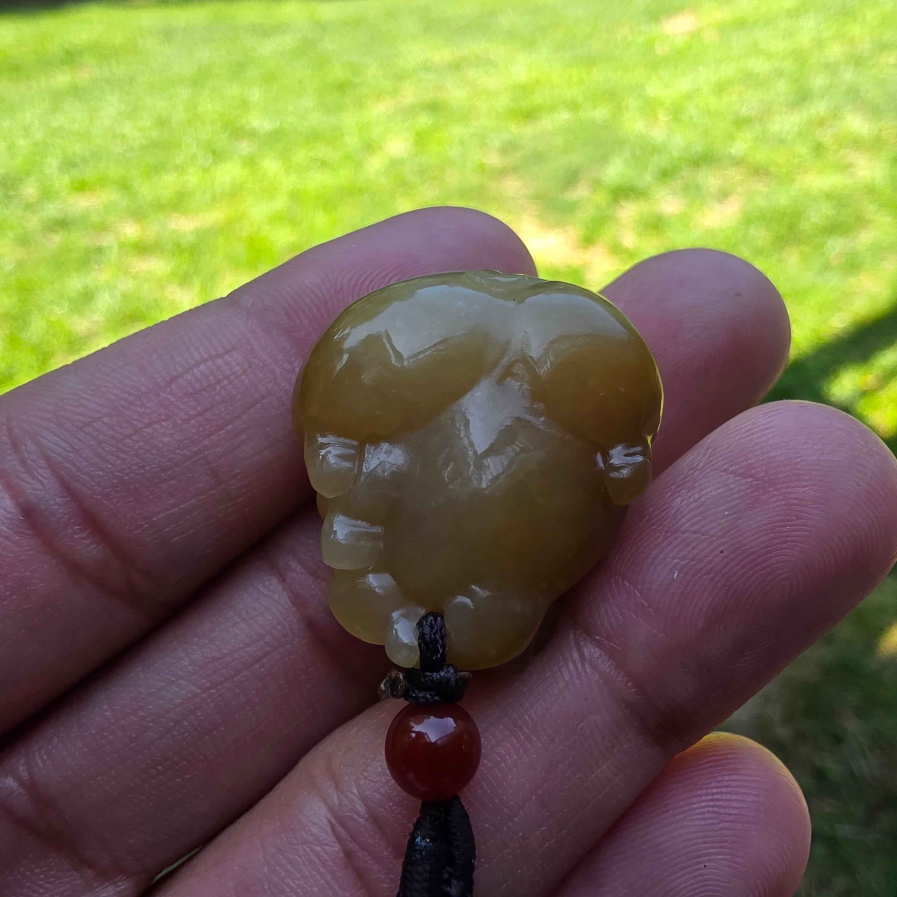 Red sugar Nephrite Jade "Lucky Pig" Carved Pendant