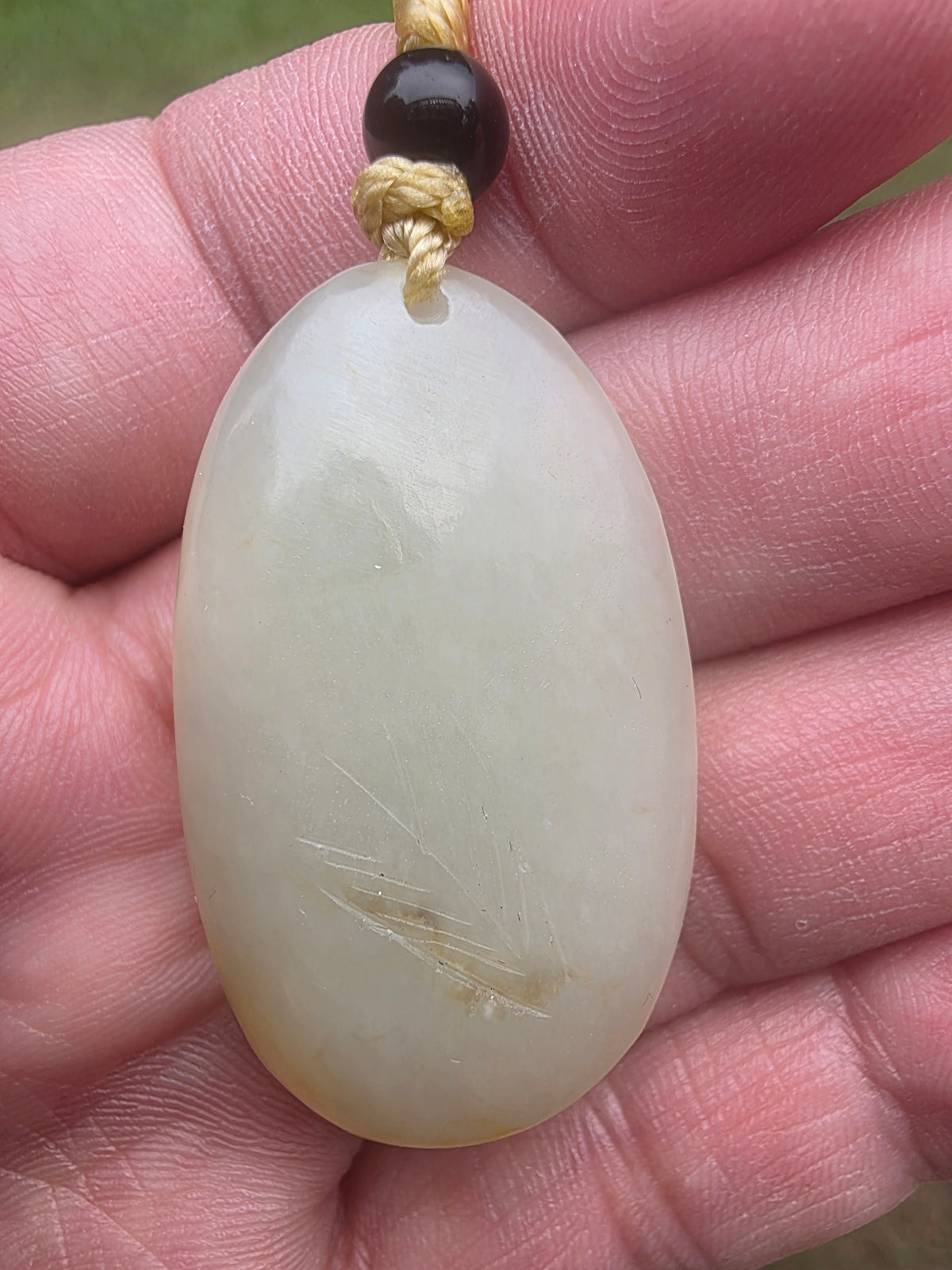 Nephrite Pendant Paired with a Freeform Jade Bead Chain