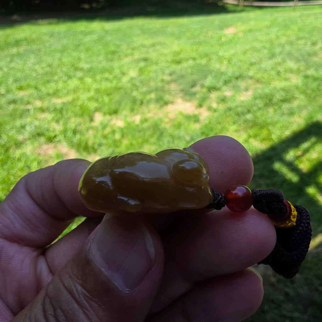 Red sugar Nephrite Jade "Lucky Pig" Carved Pendant