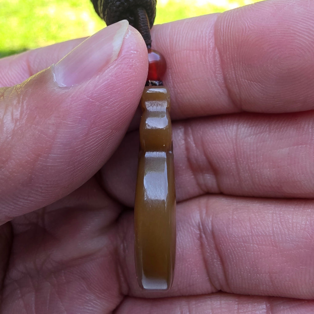 "Red Sugar" Nephrite Jade Antique-Style Carved Pendant